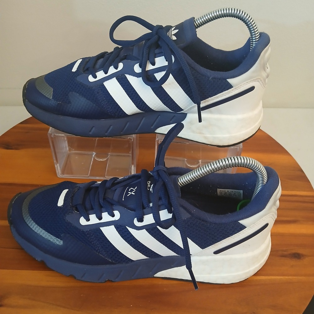 Adidas ZX 1K Boost Mens 7 Navy Blue Running Shoes Sneakers H68719 - Picture 1 of 8